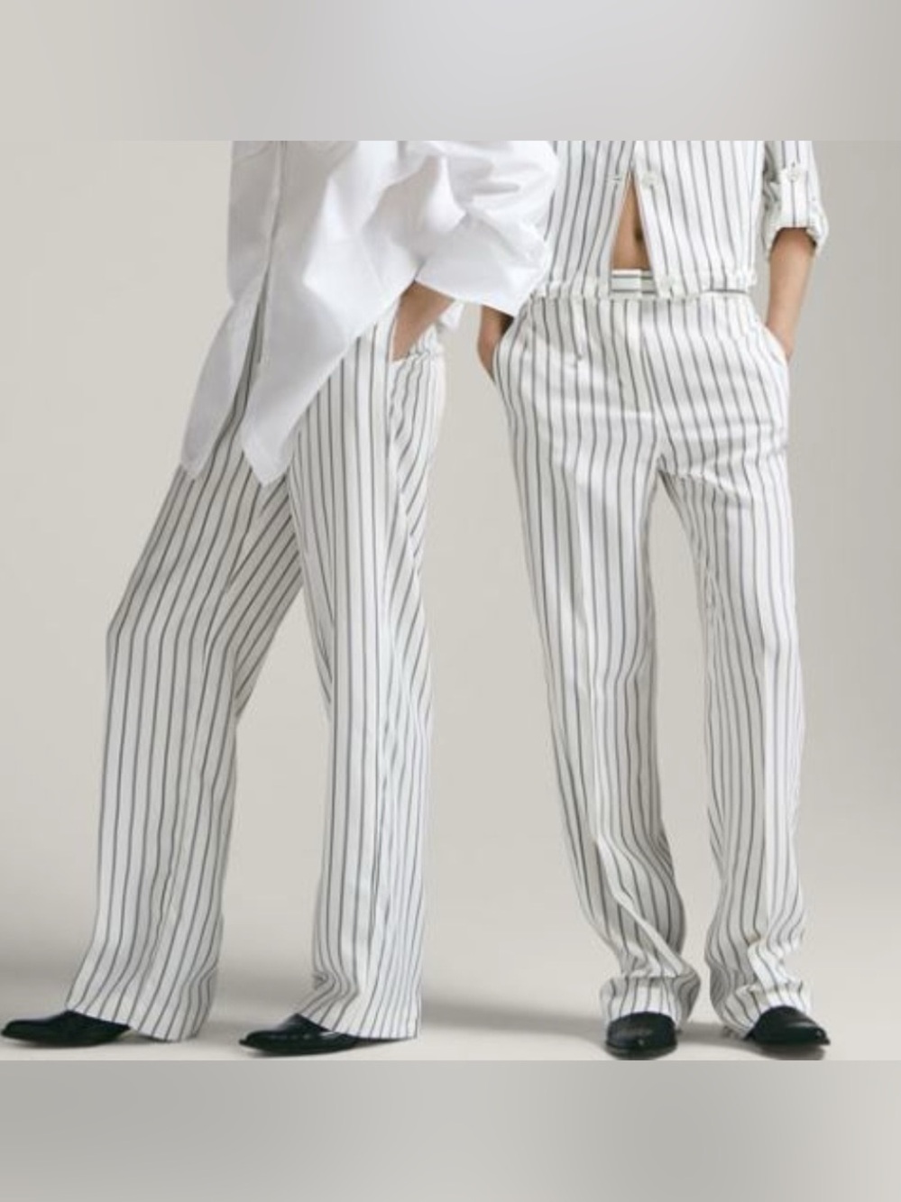 Massimo Dutti Striped Wide-Leg Trousers